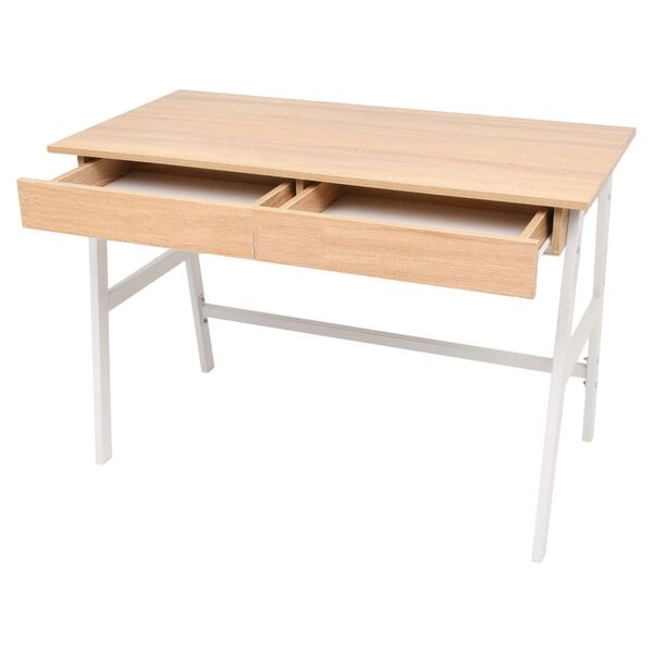 vidaXL Writing Table Oak and White