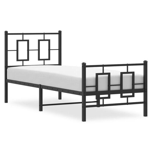vidaXL Bed Frame Black Powder-Coated Steel Small Single Bed Frame