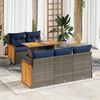 vidaXL 6 Piece Patio Sofa Set with Cushions Gray Poly Rattan Acacia