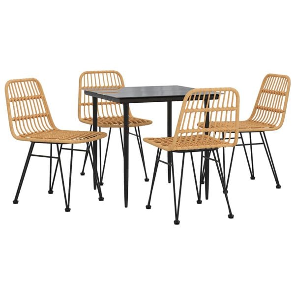 vidaXL Garden Dining Set Black