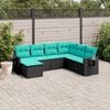 vidaXL Patio Sofa Set Black, Blue PE Rattan, Powder-coated Steel 7 Piece