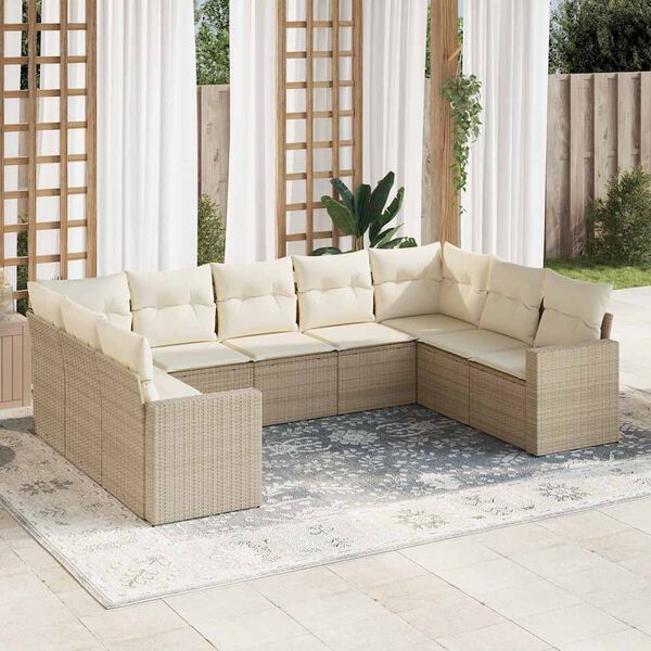 vidaXL Garden Sofa Set Beige PE Rattan Large Modular Garden Sofa Set