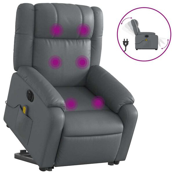 vidaXL Electric Stand Up Massage Recliner Chair Grey