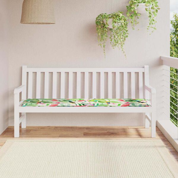 vidaXL Garden Bench Cushion Floral Green and pink 70.9" x 19.7" x 1.6