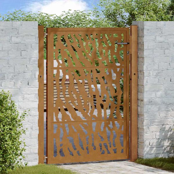 vidaXL Garden Gate 39.4x59.1" Weathering Steel Trace Design
