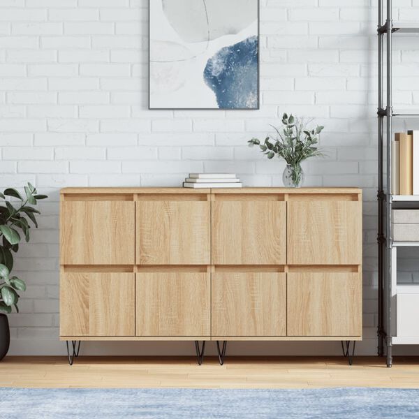 vidaXL Sideboard Set of 2 Sonoma oak Engineered wood, metal