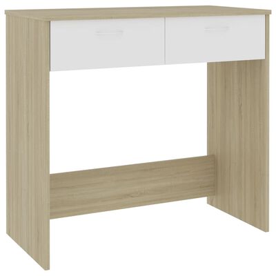 vidaXL Desk White and Sonoma Oak 31.5"x15.7"x29.5" Engineered Wood