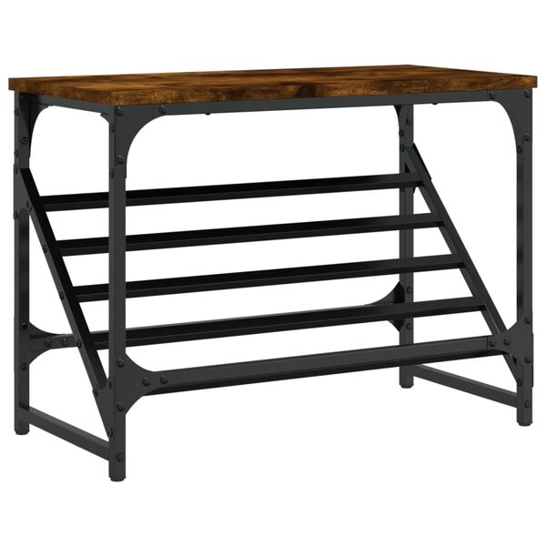 vidaXL Shoe Rack Smoked oak Engineered wood Compact Shoe Rack