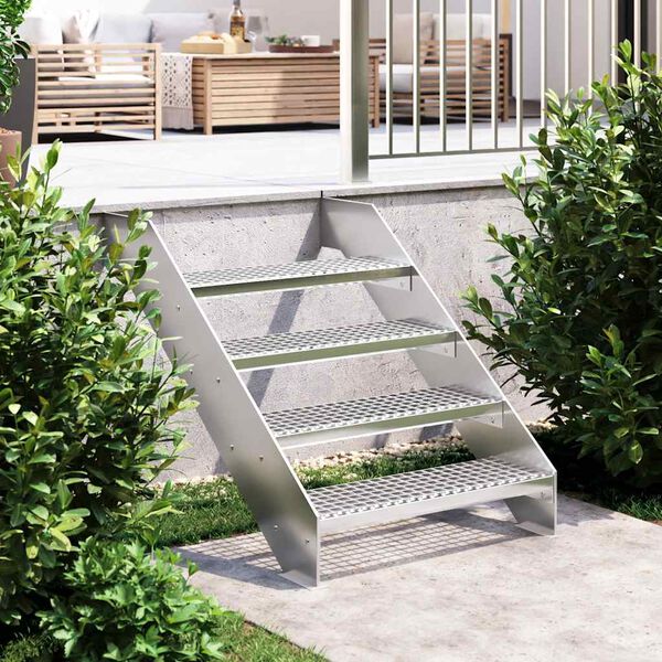 vidaXL Grate Step Silver Galvanized Steel 27.6 x 9.4 x 2.8 in Grate Step