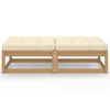 vidaXL Footstool Honey brown, Cream Solid pinewood, 100% polyester fabric