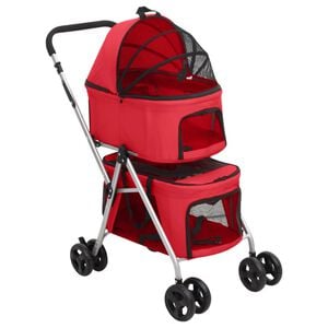 vidaXL Dog Stroller Red 300D Oxford Fabric 32.7x18.9x38.2 in Foldable