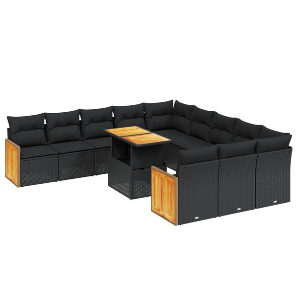 vidaXL Garden Sofa Set Black
