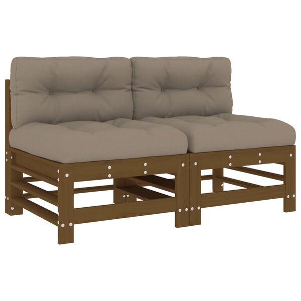 vidaXL Middle Sofa Honey brown Solid pine wood, Plywood Medium Modular
