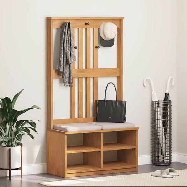 vidaXL Hall Tree Acacia wood finish Solid pine wood, engineered wood
