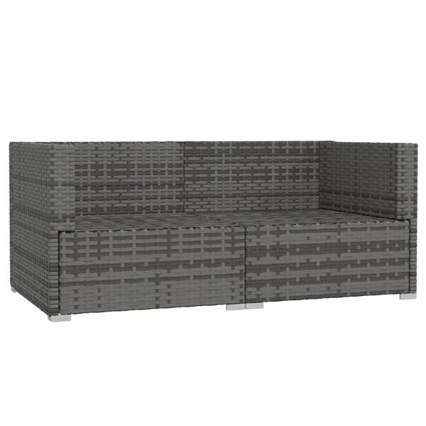 vidaXL 2-seater Sofa Grey PE rattan, steel, plastic, fabric (100% polyester)
