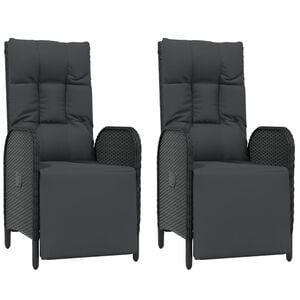vidaXL Outdoor Reclining Chair Set of 2 Black
