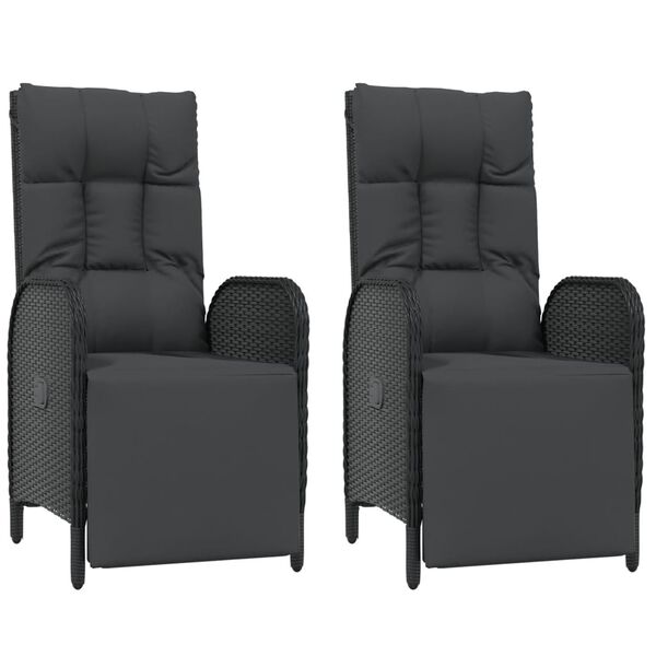 vidaXL Outdoor Reclining Chair Set of 2 Black