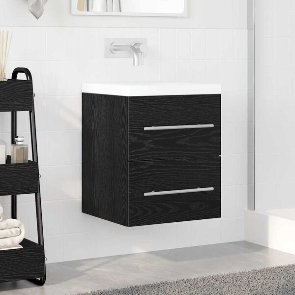 vidaXL Sink Cabinet Black Oak 15.16 x 16.14 x 18.90 in Engineered Wood