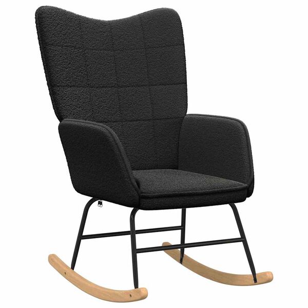 vidaXL Rocking Chair Black Sherpa Fabric