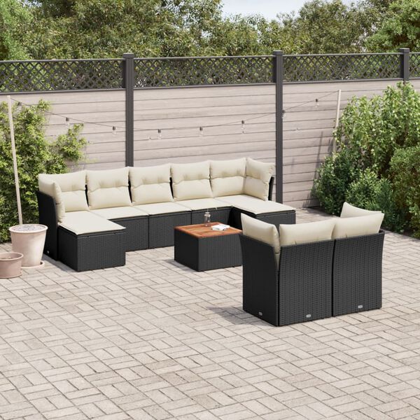 vidaXL Patio Sofa Set Black PE rattan 10 Piece Set Modular