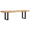 vidaXL Bench 63" Solid Rough Mango Wood and Steel