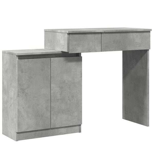 vidaXL Dressing Table Concrete gray Engineered wood, glass Standard