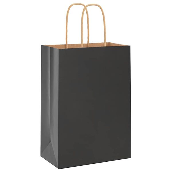 vidaXL Paper Bags 50 pcs with Handles Black 15x8x21 cm
