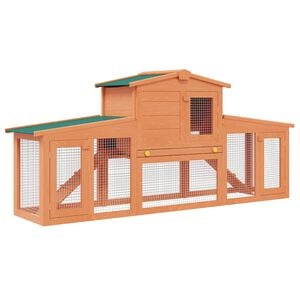vidaXL Rabbit Hutch Green Pine wood Large Locks Rabbit Hutch