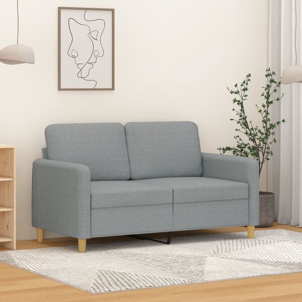 vidaXL 2-seater Sofa Light grey 100% polyester, metal, foam