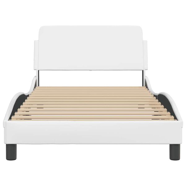vidaXL Bed Frame White Faux leather, metal, plywood, engineered wood