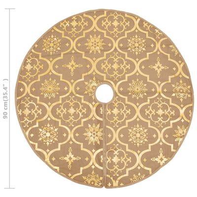 vidaXL Luxury Christmas Tree Skirt with Sock Yellow 3 ft Fabric