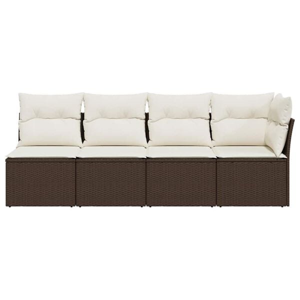 vidaXL Garden Sofa Brown, Cream White