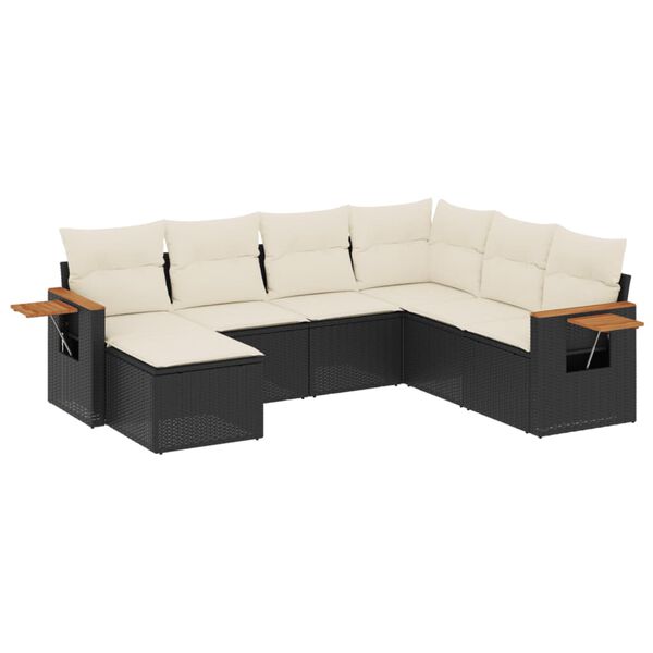 vidaXL Garden Sofa Set Black, Cream White PE rattan Large