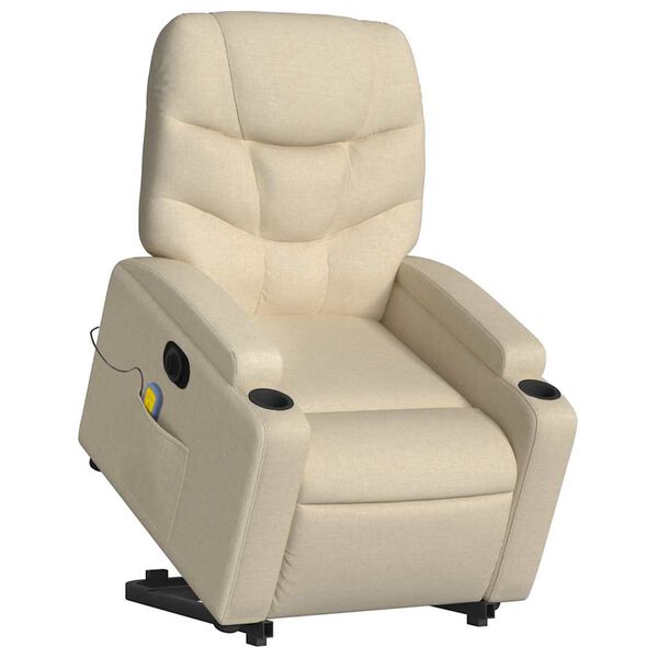 vidaXL Electric Stand Up Massage Recliner Chair Cream