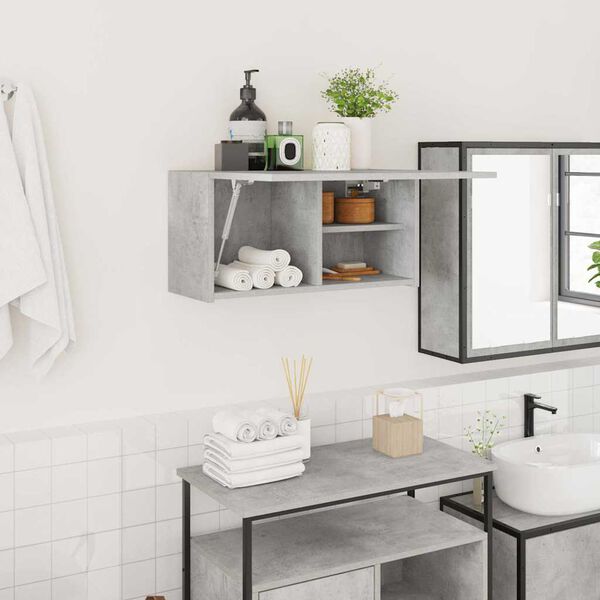 vidaXL Bathroom Wall Cabinet Concrete grey Engineered wood