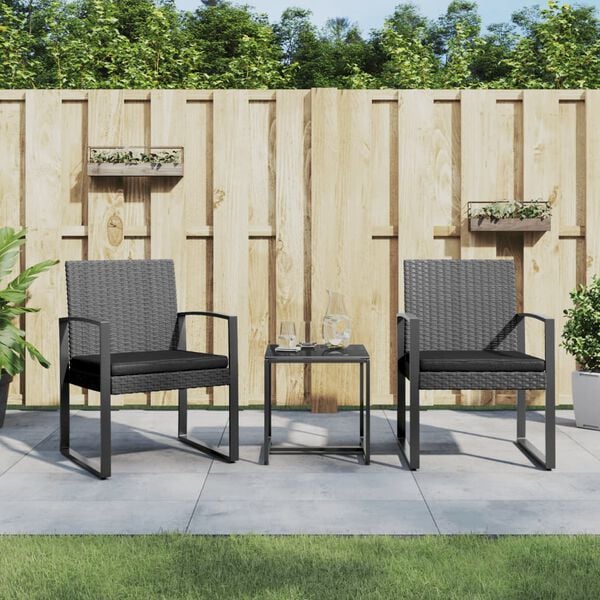 vidaXL Garden Dining Set Dark Grey Polypropylene with rattan look Small