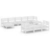 vidaXL 11 Piece Patio Lounge Set White Solid Pinewood