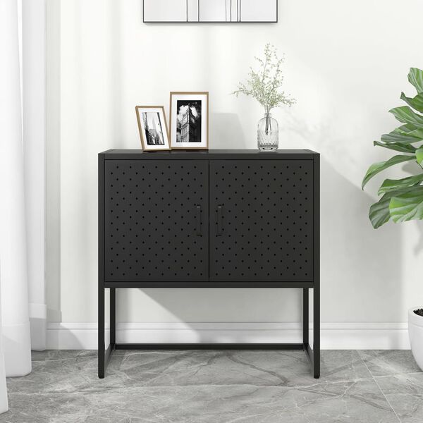 vidaXL Sideboard Black Steel Medium Levelers Modern Sideboard