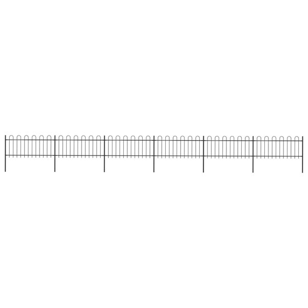 vidaXL Garden Fence with Hoop Top Steel 421.3"x31.5" Black