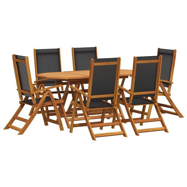 vidaXL Garden Table And Chair Dark Oil Finish Solid Acacia Wood