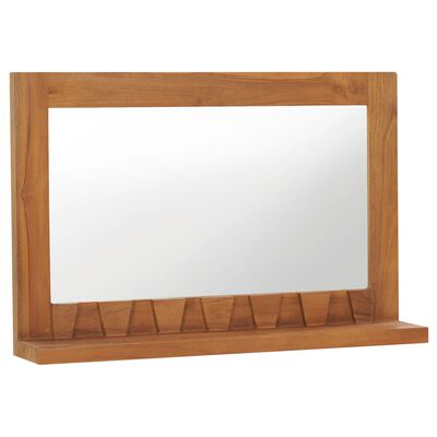 vidaXL Wall Mirror with Shelf 23.6"x4.7"x15.7" Solid Teak Wood