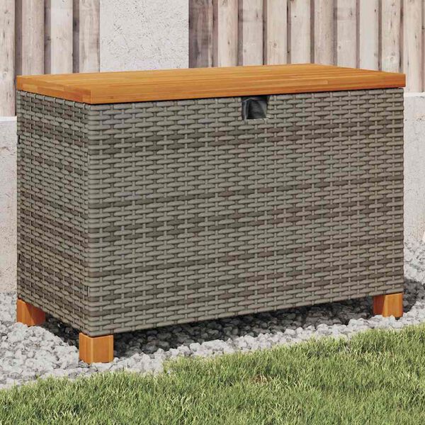 vidaXL Garden Storage Box Grey and brown PE rattan 31.5x15.7x18.9 in
