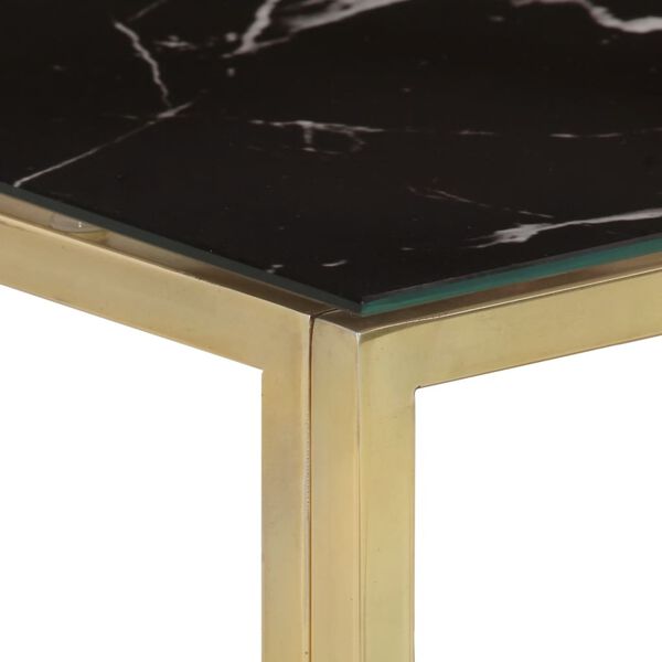 vidaXL Console Table Gold, Black Marble Stainless Steel, Tempered Glass
