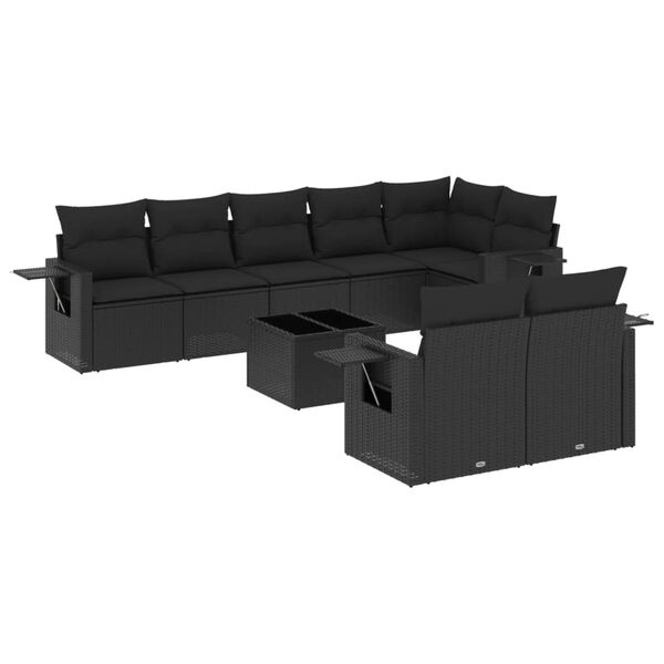 vidaXL Garden Sofa Set Black PE rattan Large Modular Garden Sofa Set