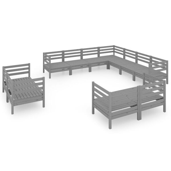 vidaXL Garden Lounge Set Grey Solid Pinewood Modular Modular