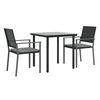 vidaXL Garden Dining Set Black PE Rattan, Steel, Tempered Glass 5 Piece