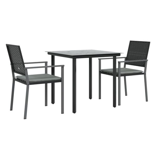 vidaXL Garden Dining Set Black PE Rattan, Steel, Tempered Glass 5 Piece