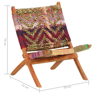 vidaXL Folding Chindi Chair Multicolors Fabric