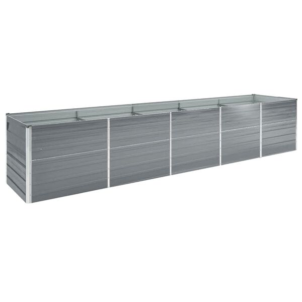 vidaXL Raised Bed Grey Galvanized Steel 157.5 x 31.5 x 17.7 in Durable