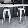 vidaXL Bar Stool Set of 2 White Steel Standard Footrest Minimalist
